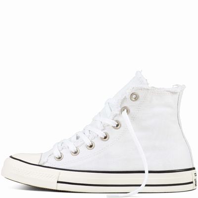 Converse Chuck Taylor All Star Frayed Denim High Tops Mens - White/Navy Shoes (316GDWKE)